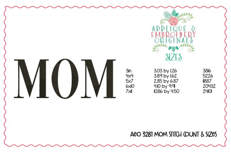 3281 Mom Embroidery Design - Image 2