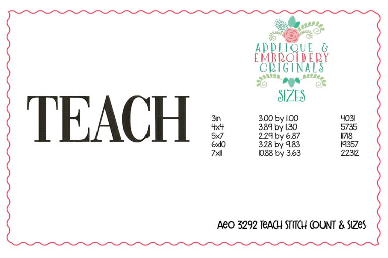 3292 Teach Embroidery Design - Image 2