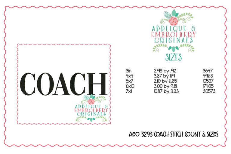 3298 Coach Embroidery Design - Image 2