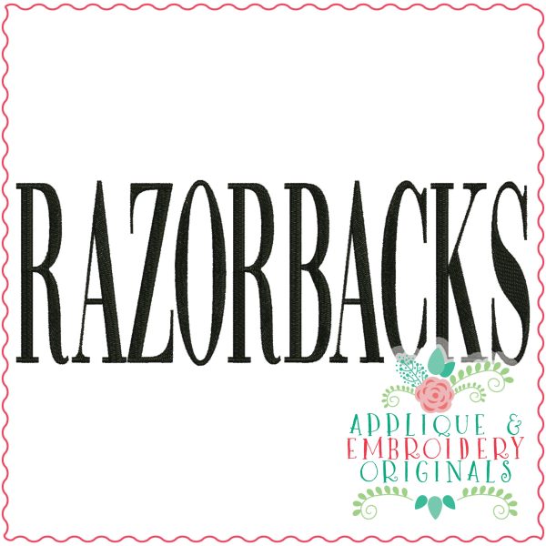 3411 Razorbacks Embroidery Design