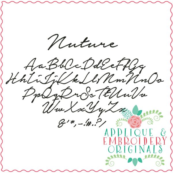 3254 Nuture Embroidery Font