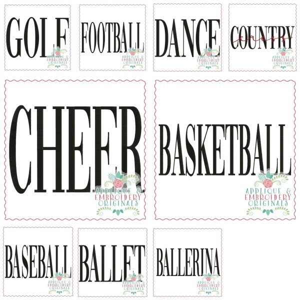 3520 SPORTS Set Word Art Embroidery Design - Image 3