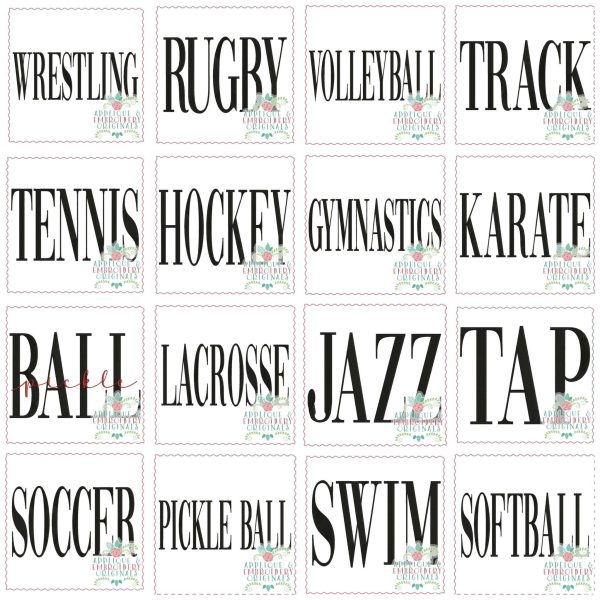 3520 SPORTS Set Word Art Embroidery Design - Image 2