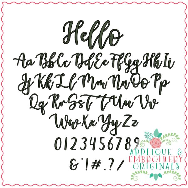 3673 Hello Embroidery Font - Image 2