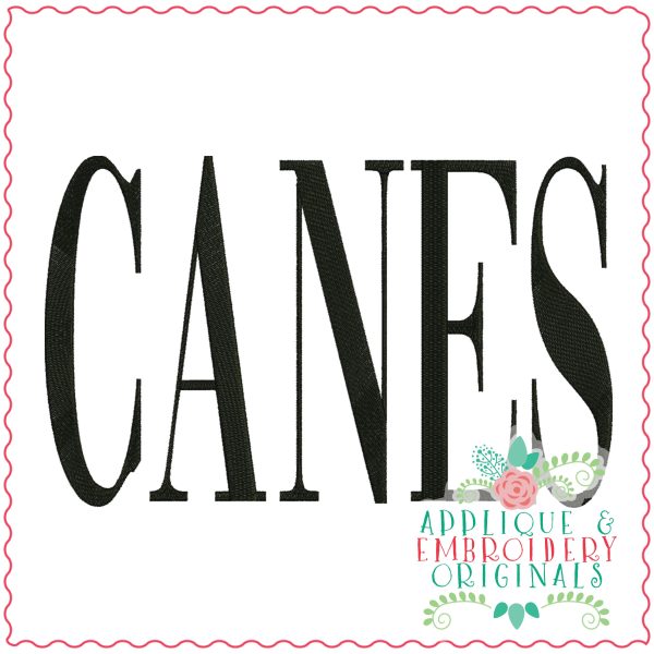 3763 CANES Word Art Embroidery Design