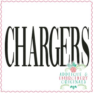 3765 CHARGERS Word Art Embroidery Design