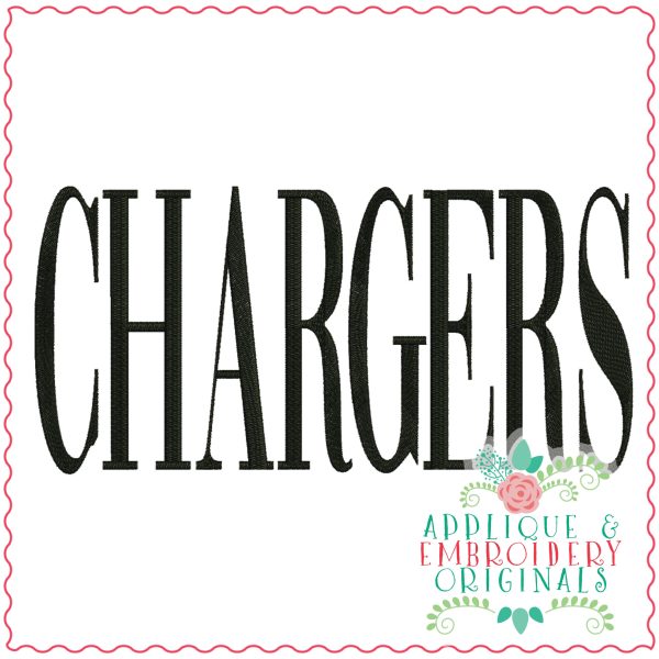 3765 CHARGERS Word Art Embroidery Design