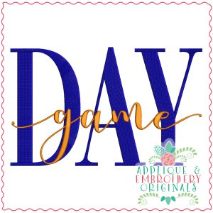 3779 GAME Day Word Art Embroidery Design