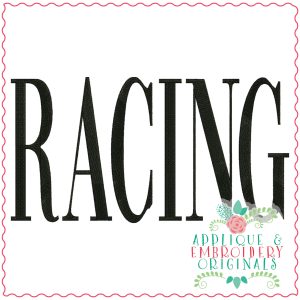 3805 RACING Word Art Embroidery Design