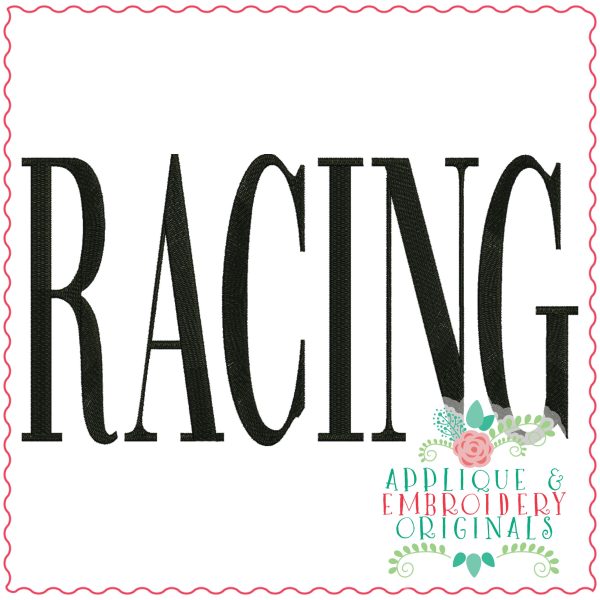 3805 RACING Word Art Embroidery Design