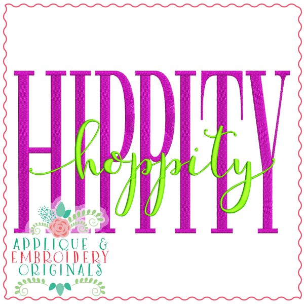 3745 Hippity HOPPITY Word Art Embroidery Design