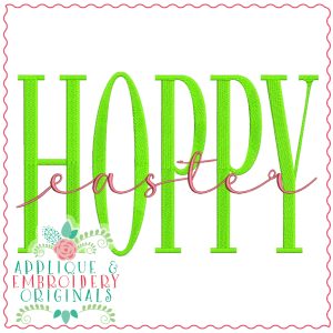 3743 HOPPY Easter Word Art Embroidery Design
