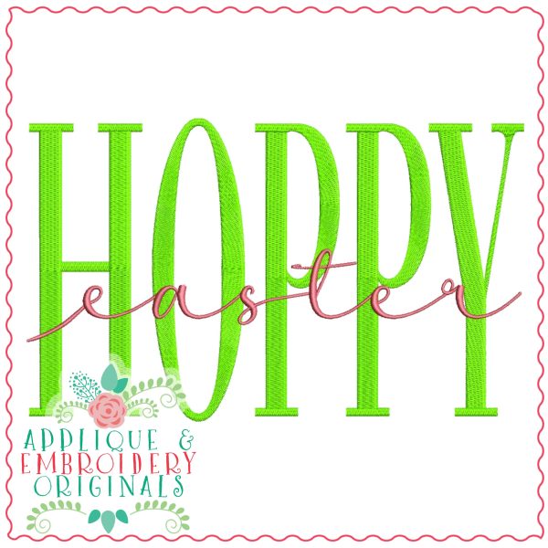 3743 HOPPY Easter Word Art Embroidery Design