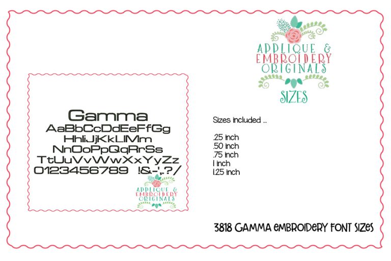 3818 Gamma Embroidery Font - Image 3