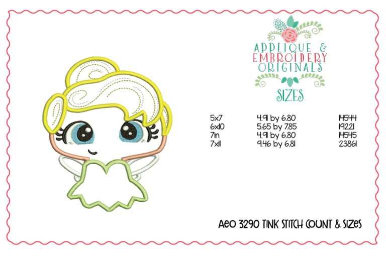 3290 Tinker Bell Applique Design - Image 2