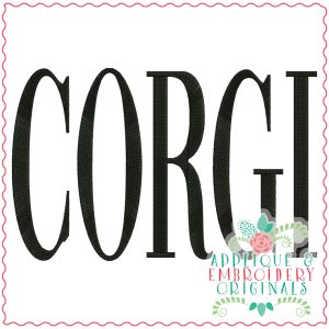 3823 CORGI Word Art Embroidery Design