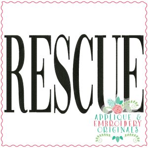 3833 RESCUE Word Art Embroidery Design