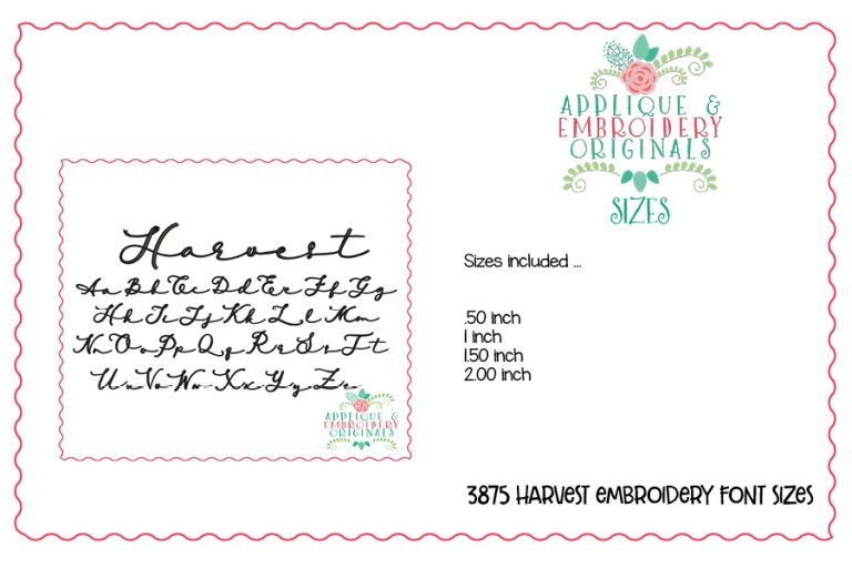 3875 Harvest Embroidery Font - Image 2