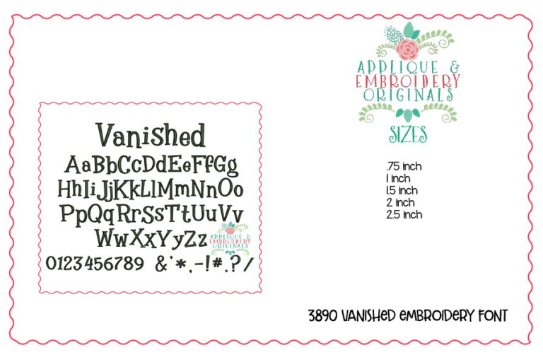 3890 Vanished Embroidery Font - Image 3