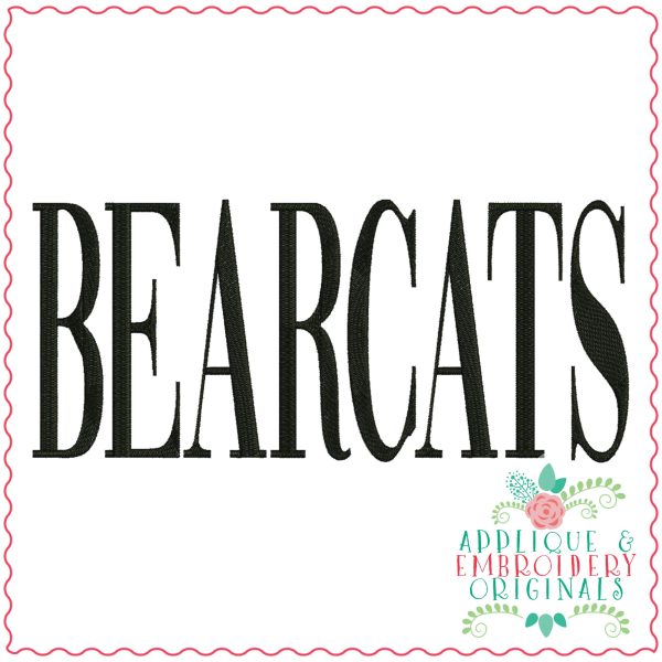 3897 BEARCATS Word Art Embroidery Design