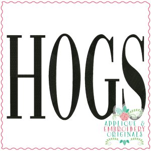 3898 HOGS Word Art Embroidery Design