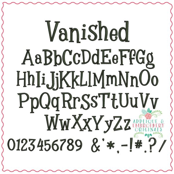 3890 Vanished Embroidery Font - Image 2