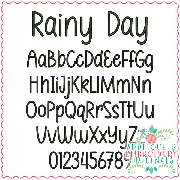 3925 Rainy Day Embroidery Font - Image 2