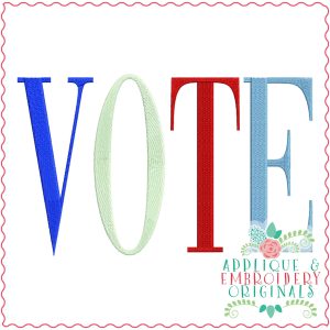 3935 VOTE Word Art Embroidery Design