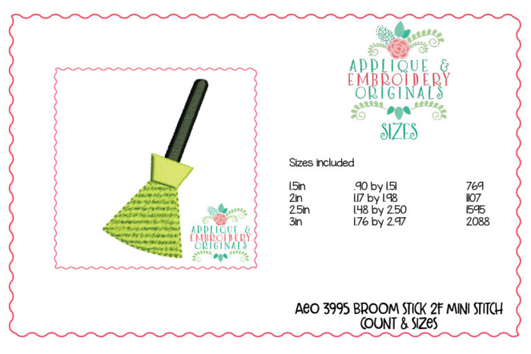 3995 Broom Stick 2 Mini Embroidery Design - Image 2
