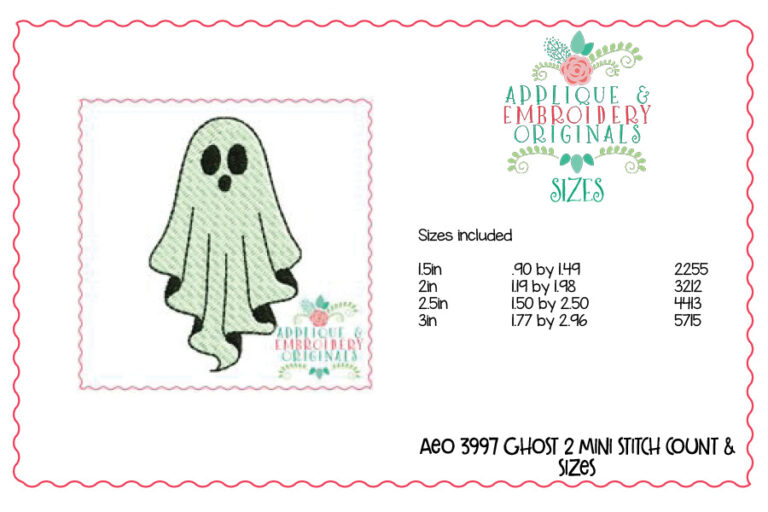 3997 Ghost 2 Mini Embroidery Design - Image 2