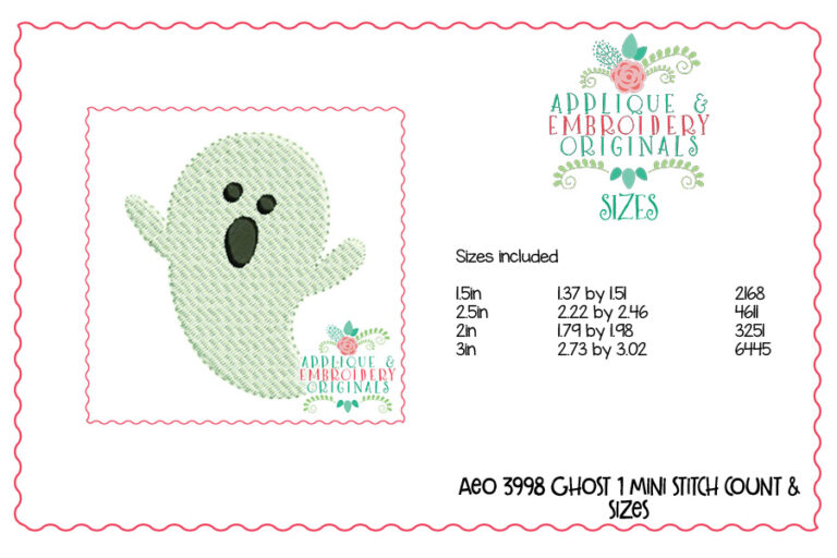 3998 Ghost Mini Embroidery Design - Image 2