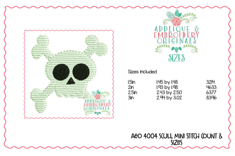 4004 Scull Mini Embroidery Design - Image 2