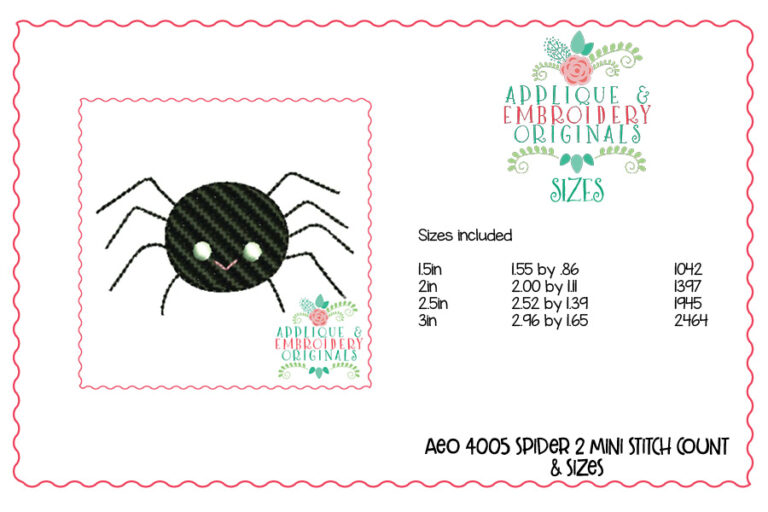4005 Spider 1 Mini Embroidery Design - Image 2