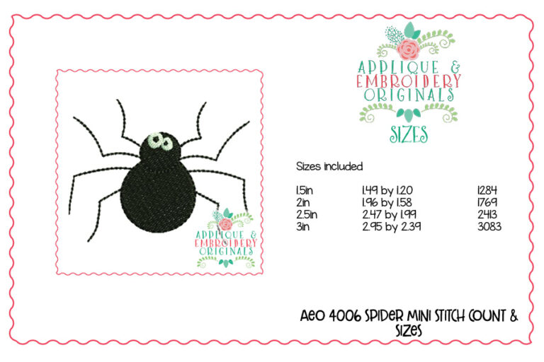 4006 Spider 2 Mini Embroidery Design - Image 2