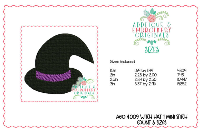 4009 Witch Hat 1 Mini Embroidery Design - Image 2