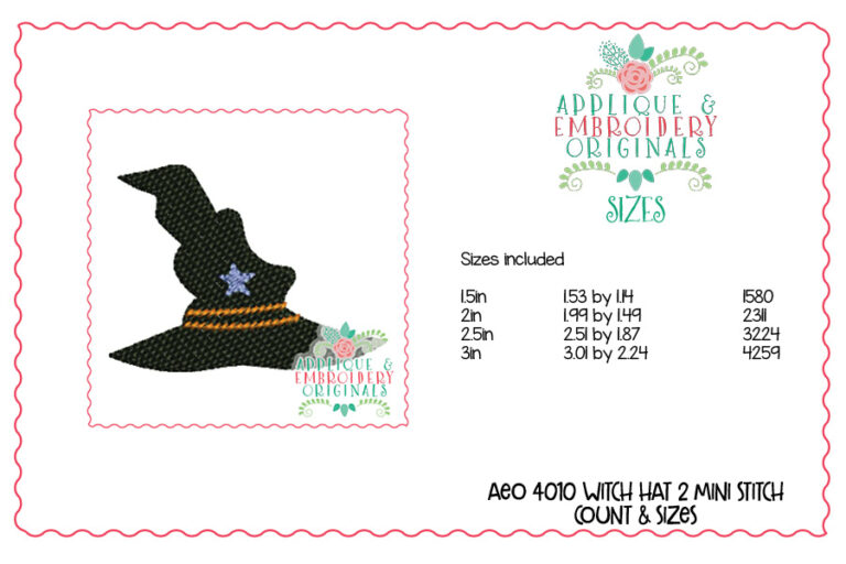 4010 Witch Hat 2 Mini Embroidery Design - Image 2