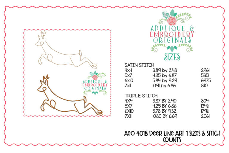 4018 Deer Line Art 1 Embroidery Design - Image 3