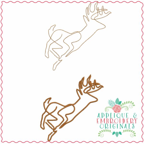 4019 Deer Line Art 2 Embroidery Design - Image 2