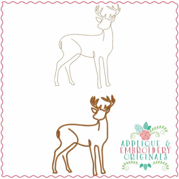 4020 Deer Line Art 3 Embroidery Design - Image 2