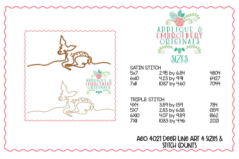 4021 Deer Line Art 4 Embroidery Design - Image 3