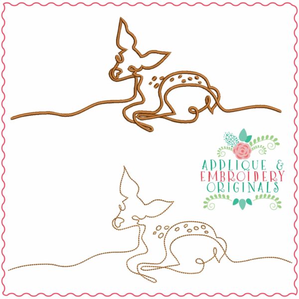 4021 Deer Line Art 4 Embroidery Design - Image 2