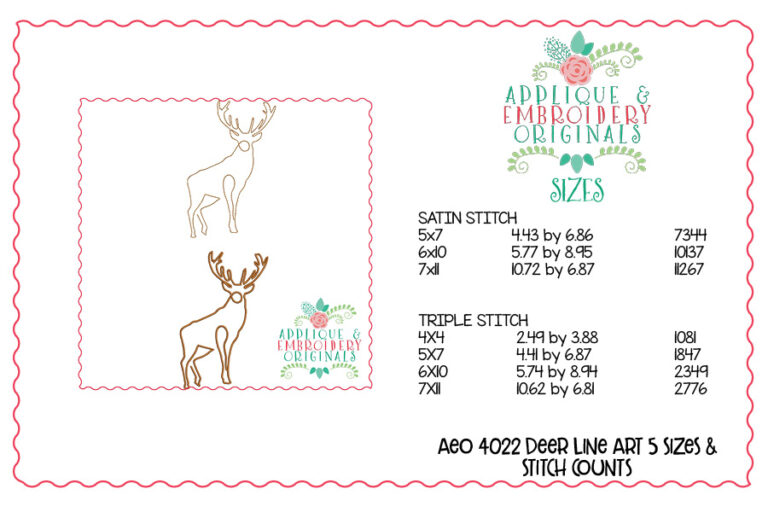 4022 Deer Line Art 5 Embroidery Design - Image 4