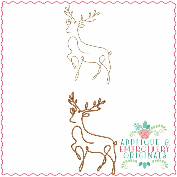 4022 Deer Line Art 5 Embroidery Design - Image 3