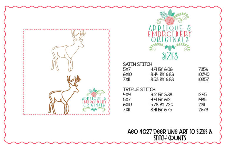 4027 Deer Line Art 10 Embroidery Design - Image 3