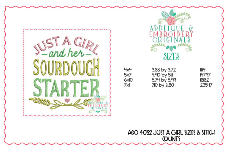 4032 Just a Girl Embroidery Design - Image 3