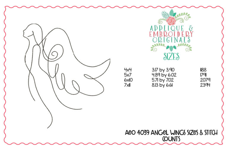 4039 Angel Wings Embroidery Design - Image 2