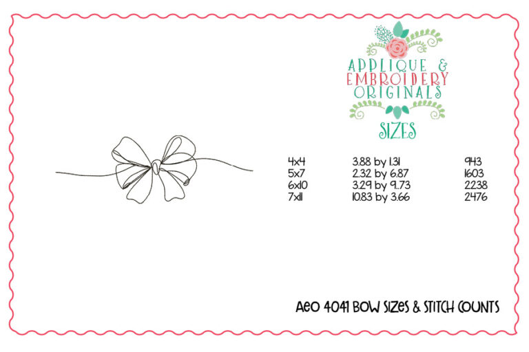 4041 Bow Embroidery Design - Image 2