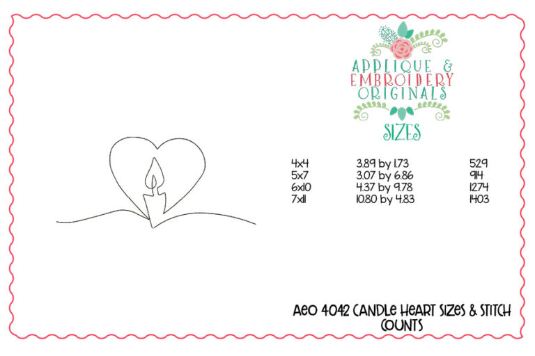 4042 Candle Heart Embroidery Design - Image 2