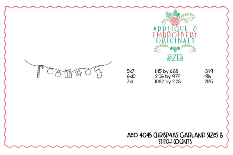 4045 Christmas Garland Embroidery Design - Image 2