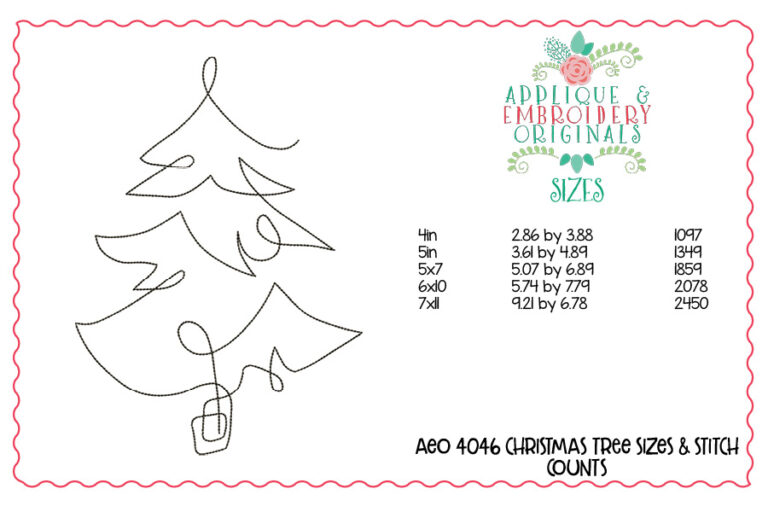 4046 Christmas Tree Embroidery Design - Image 2
